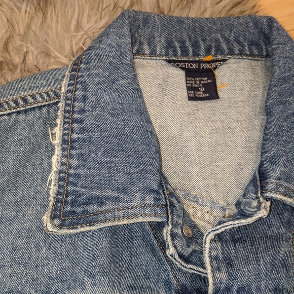 Boston Proper - Distressed Jean Jacket - Picture 3 of 8